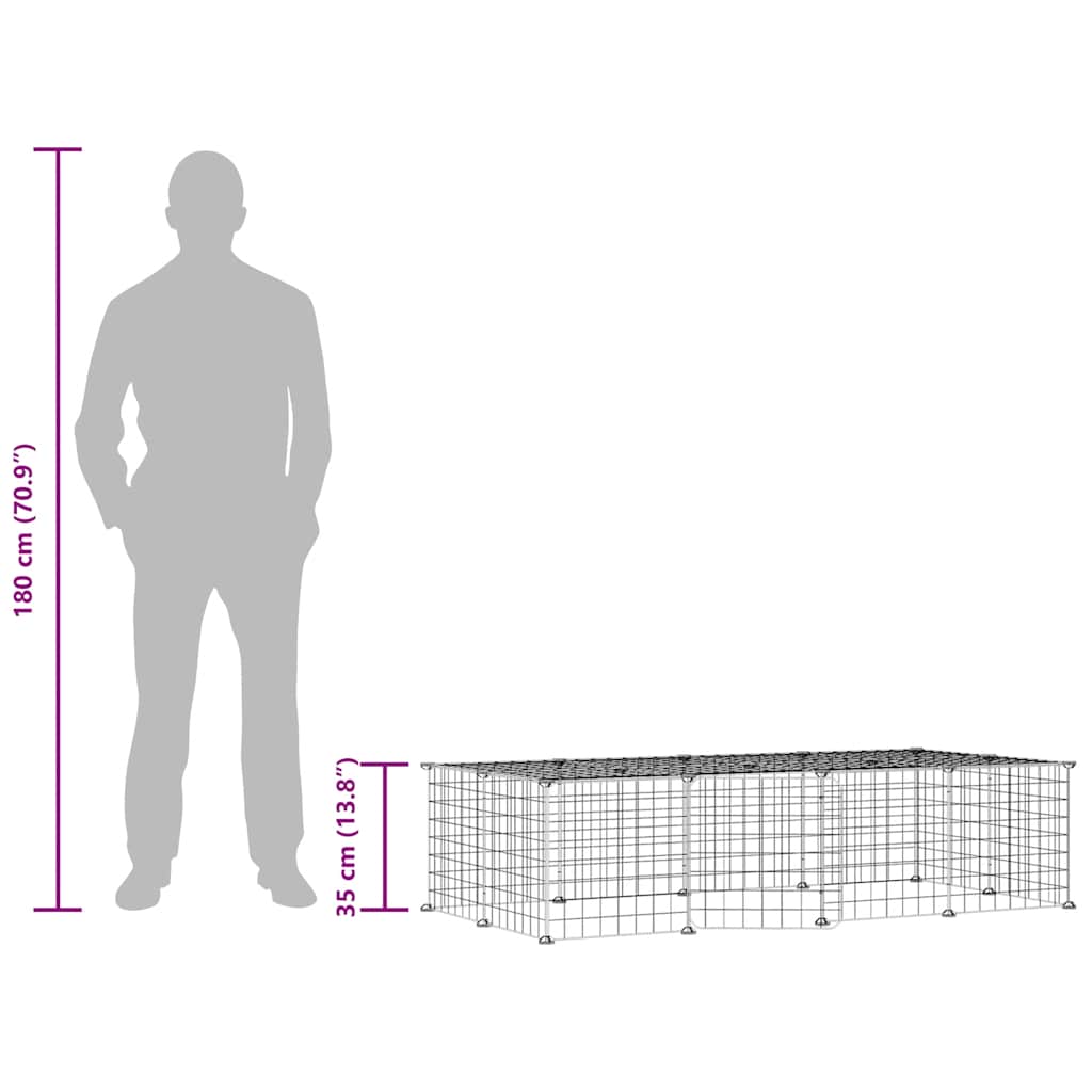 Hundgård svart 20 paneler 35x35 cm stål