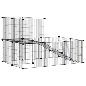 Hundgård svart 20 paneler 35x35 cm stål