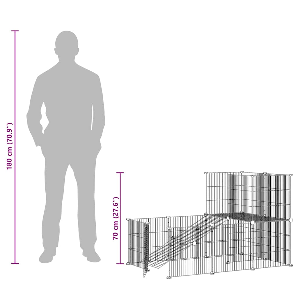 Hundgård svart 20 paneler 35x35 cm stål