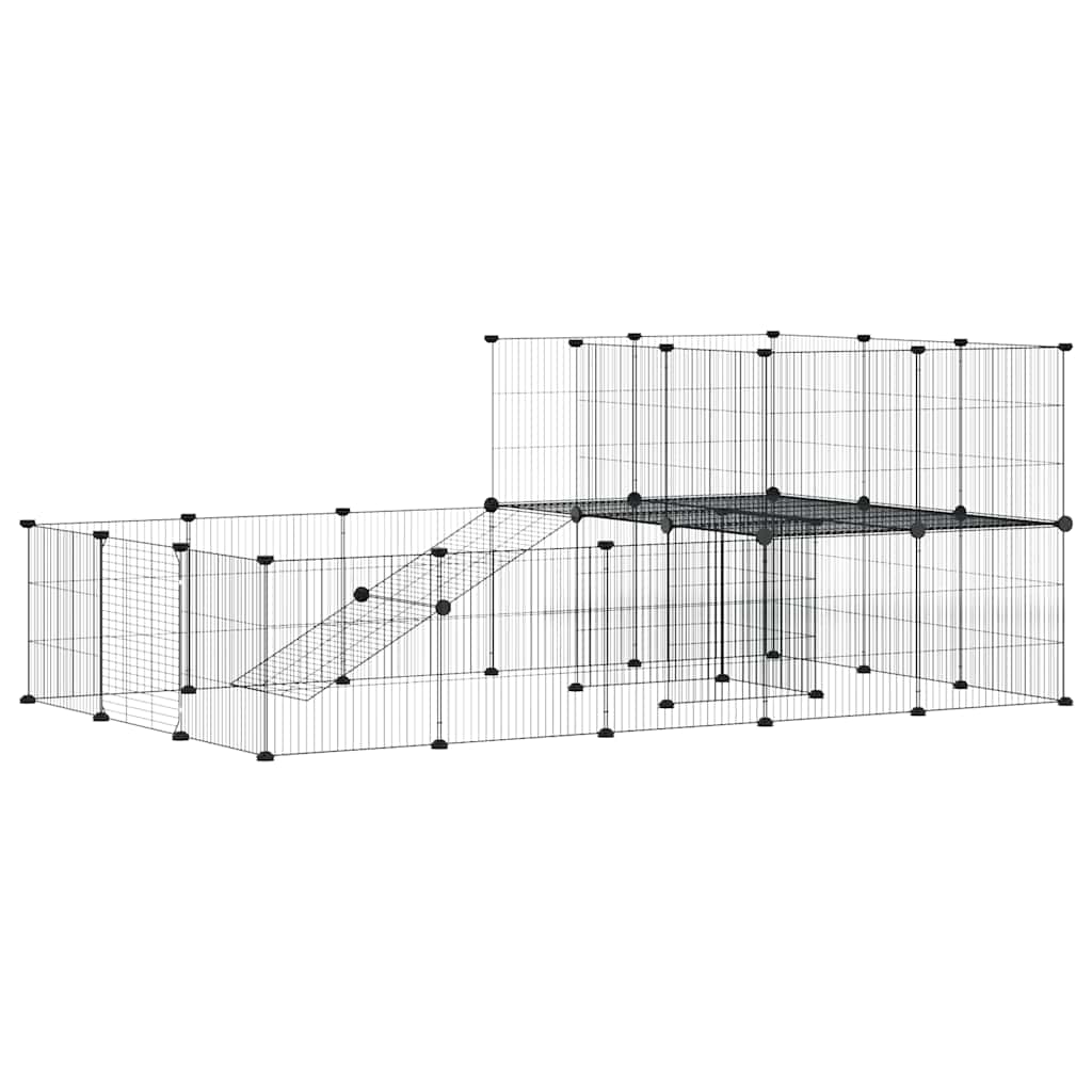 Hundgård svart 36 paneler 175x105x70 cm stål