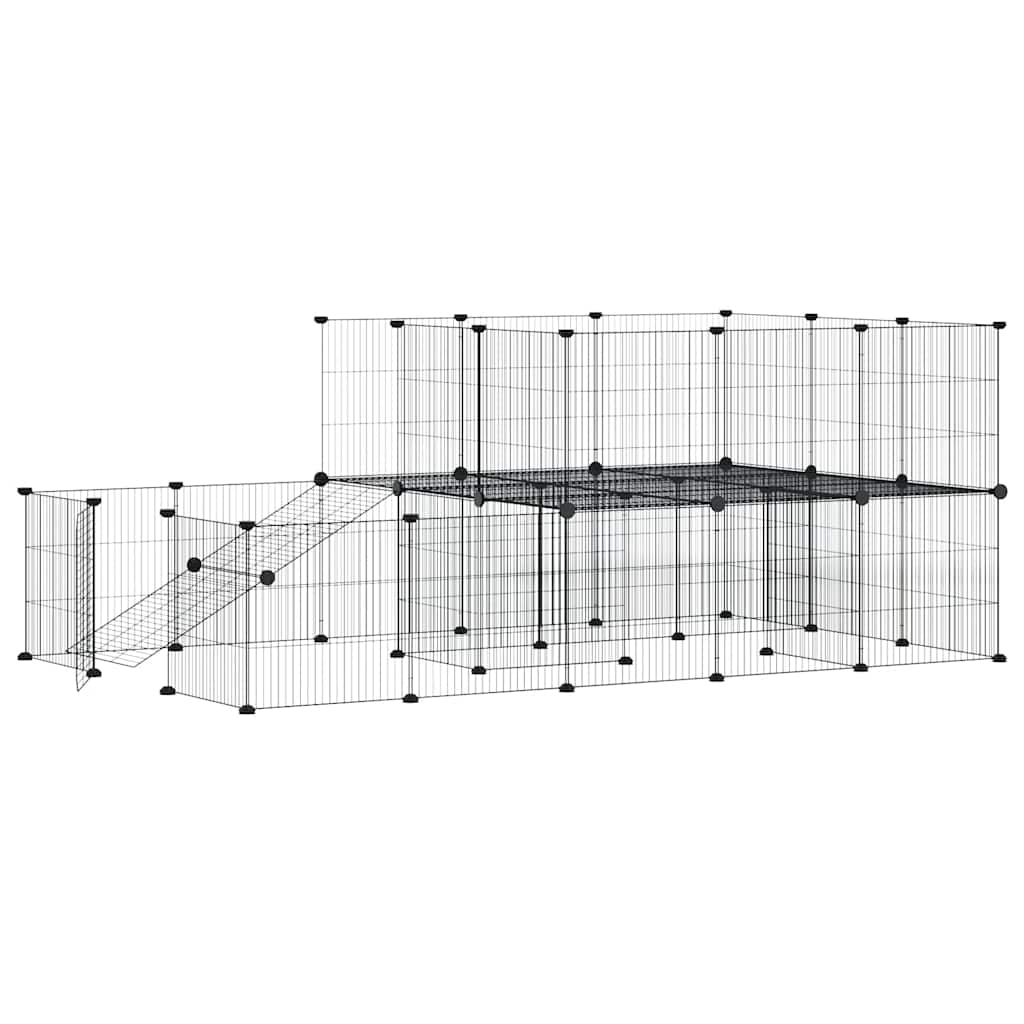 Hundgård svart 44 paneler 35x35 cm stål