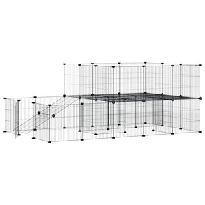 Hundgård svart 44 paneler 35x35 cm stål