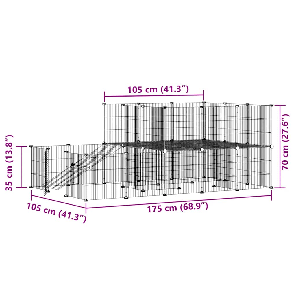 Hundgård svart 44 paneler 35x35 cm stål