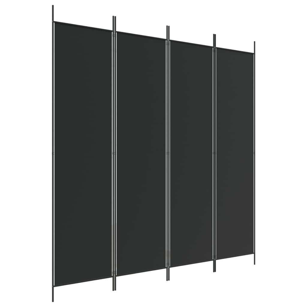 Rumsavdelare 4 paneler svart 200x200 cm tyg