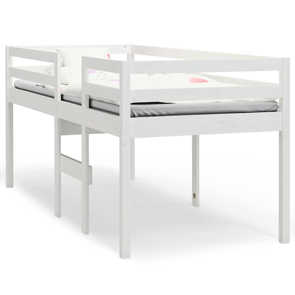 Hög säng Vit 90x200 cm massiv furu
