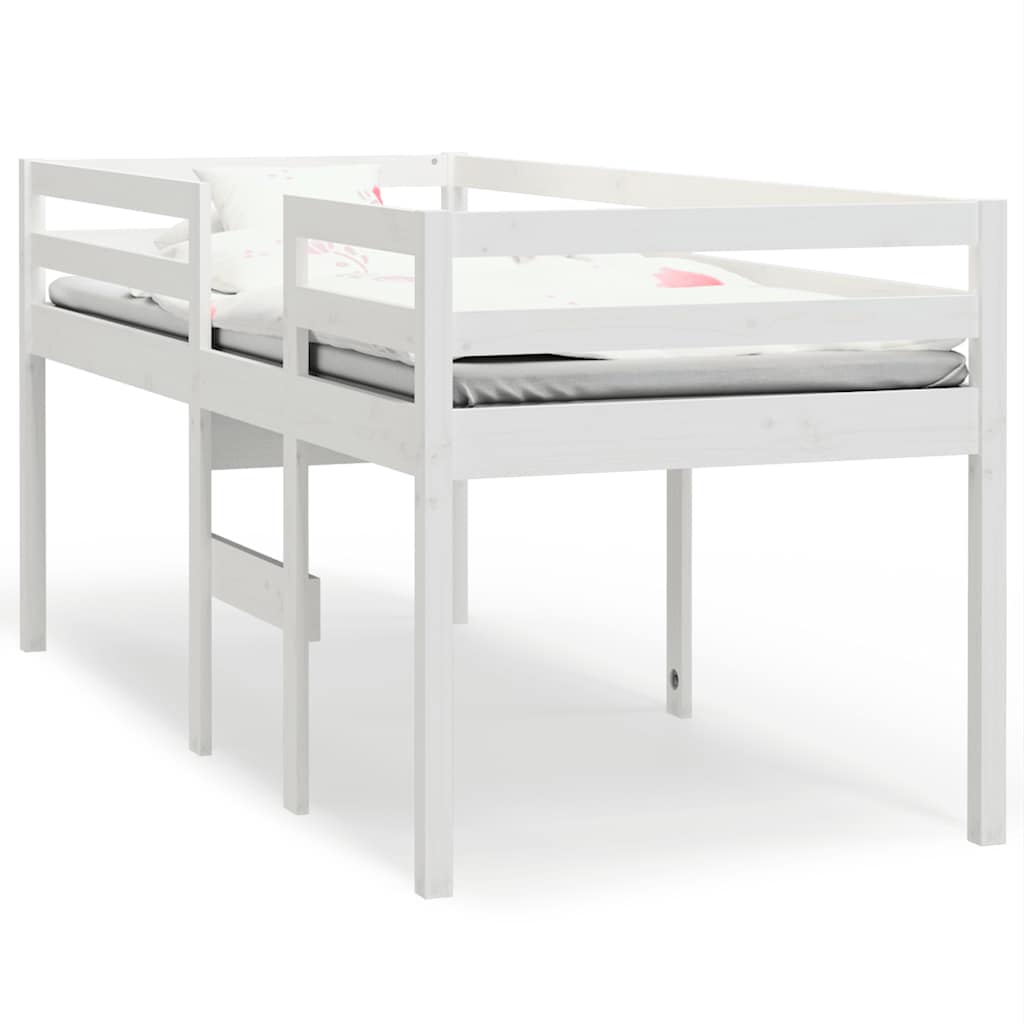 Hög säng Vit 80x200 cm massiv furu