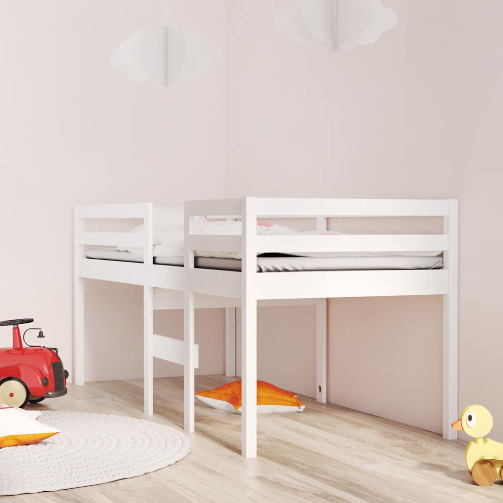 Hög säng Vit 80x200 cm massiv furu