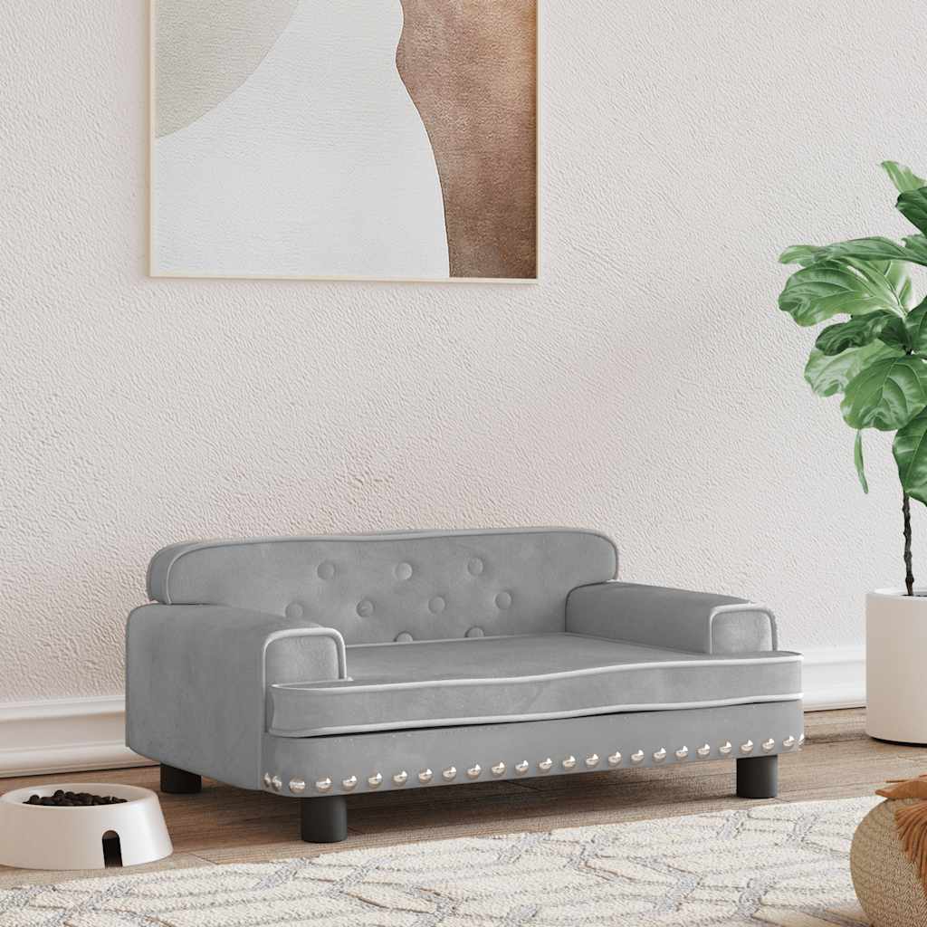 Hundbädd ljusgrå 70x45x30 cm sammet