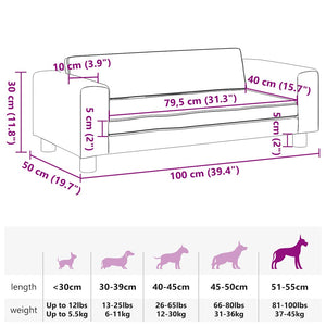 Hundbädd med förlängning gräddvit 100x50x30 cm konstläder