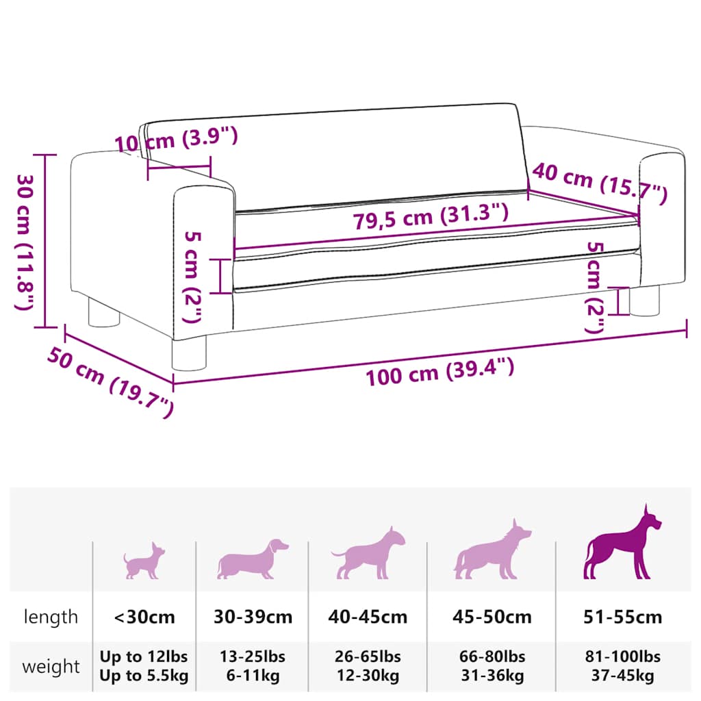 Hundbädd med förlängning cappuccino 100x50x30 cm konstläder