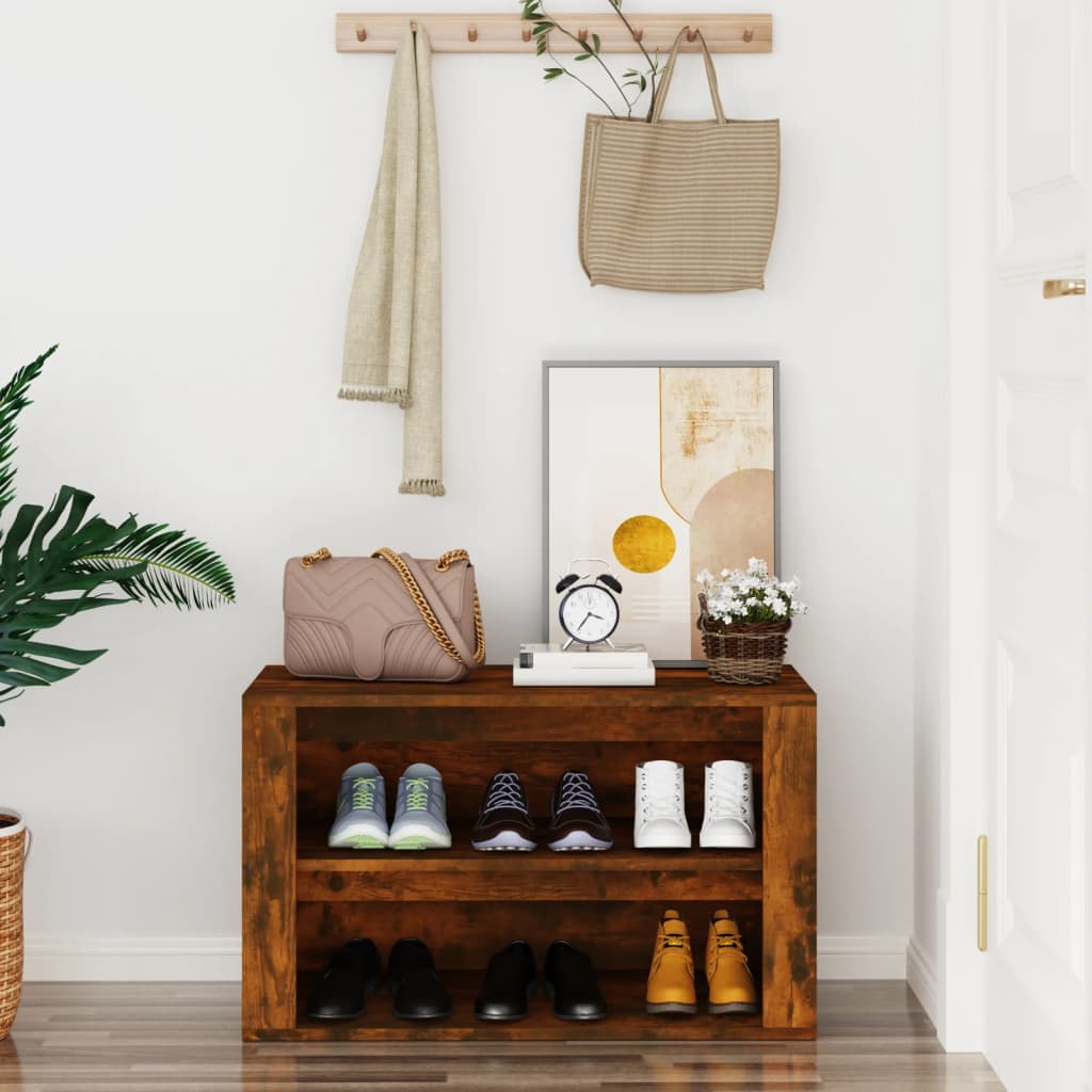 Skohylla rökfärgad ek 75x35x45 cm konstruerat trä