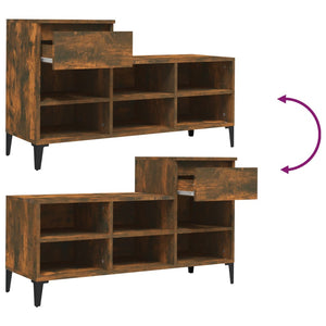 Skoställ rökfärgad ek 102x36x60 cm konstruerat trä