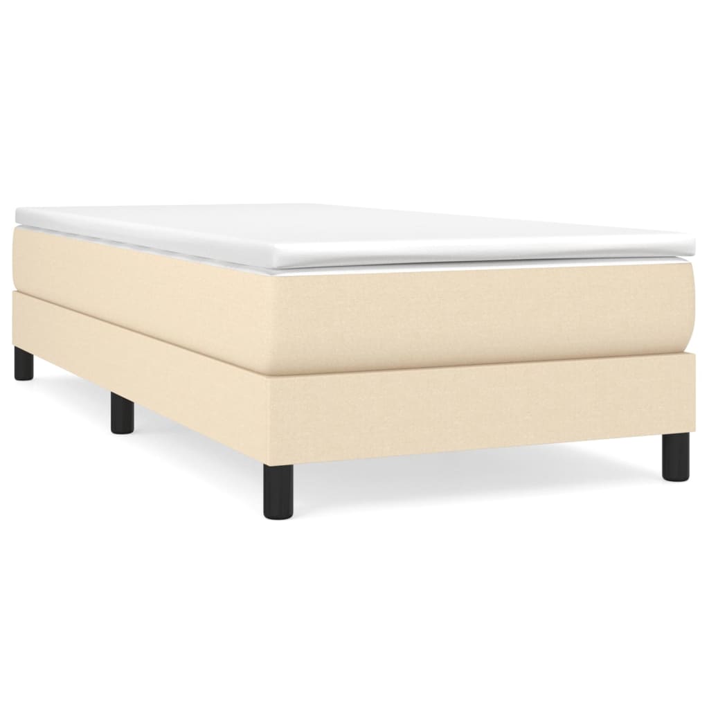 Boxspring-sängram gräddvit 100x200 cm tyg