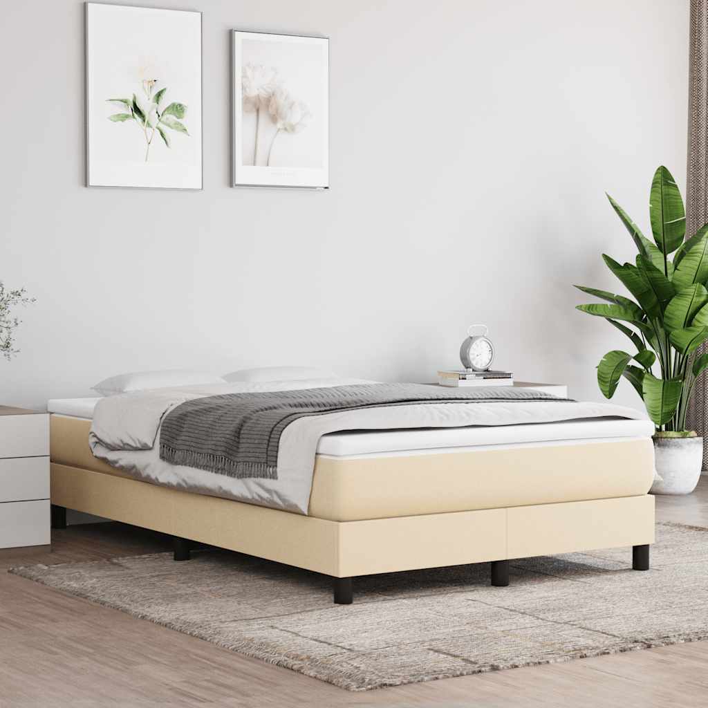 Boxspring-sängram gräddvit 120x200 cm tyg
