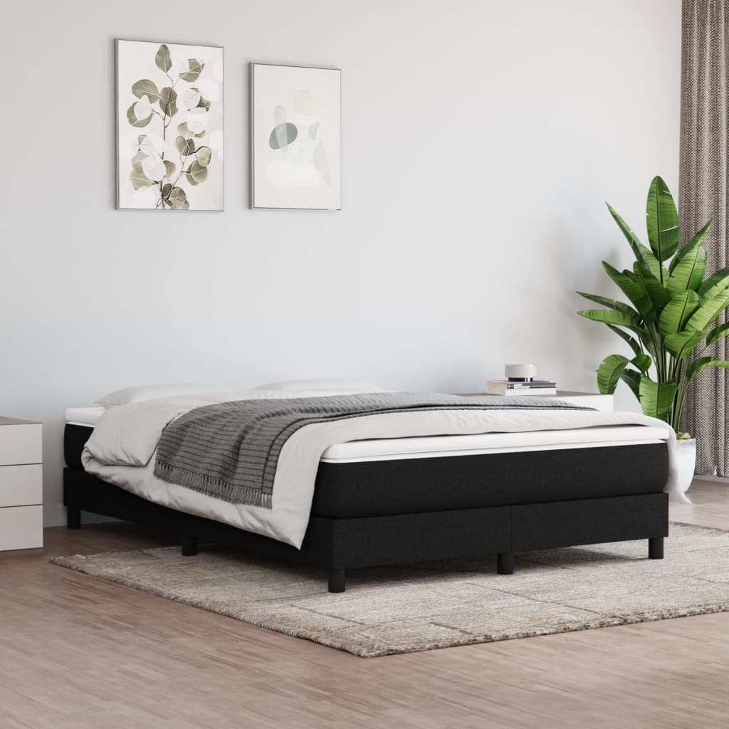 Boxspring-sängram svart 140x200 cm tyg