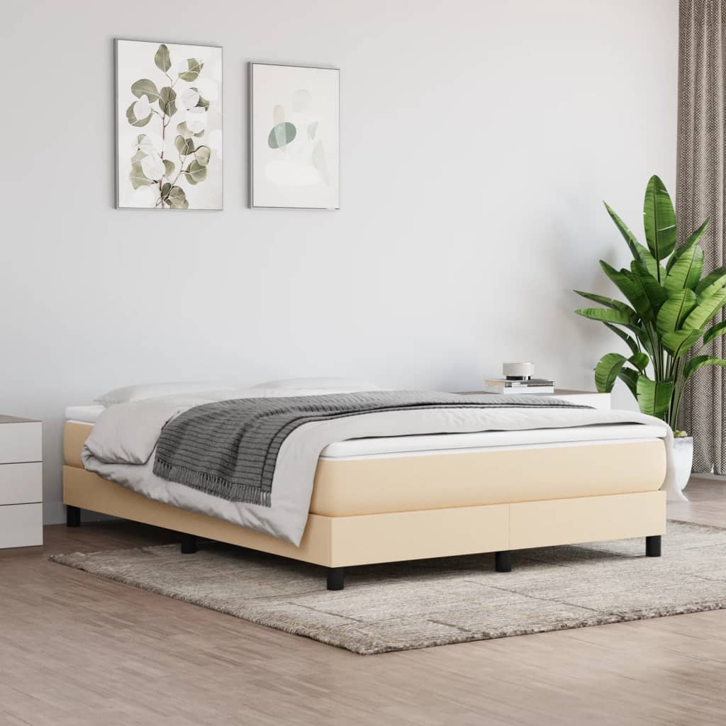 Boxspring-sängram gräddvit 140x200 cm tyg