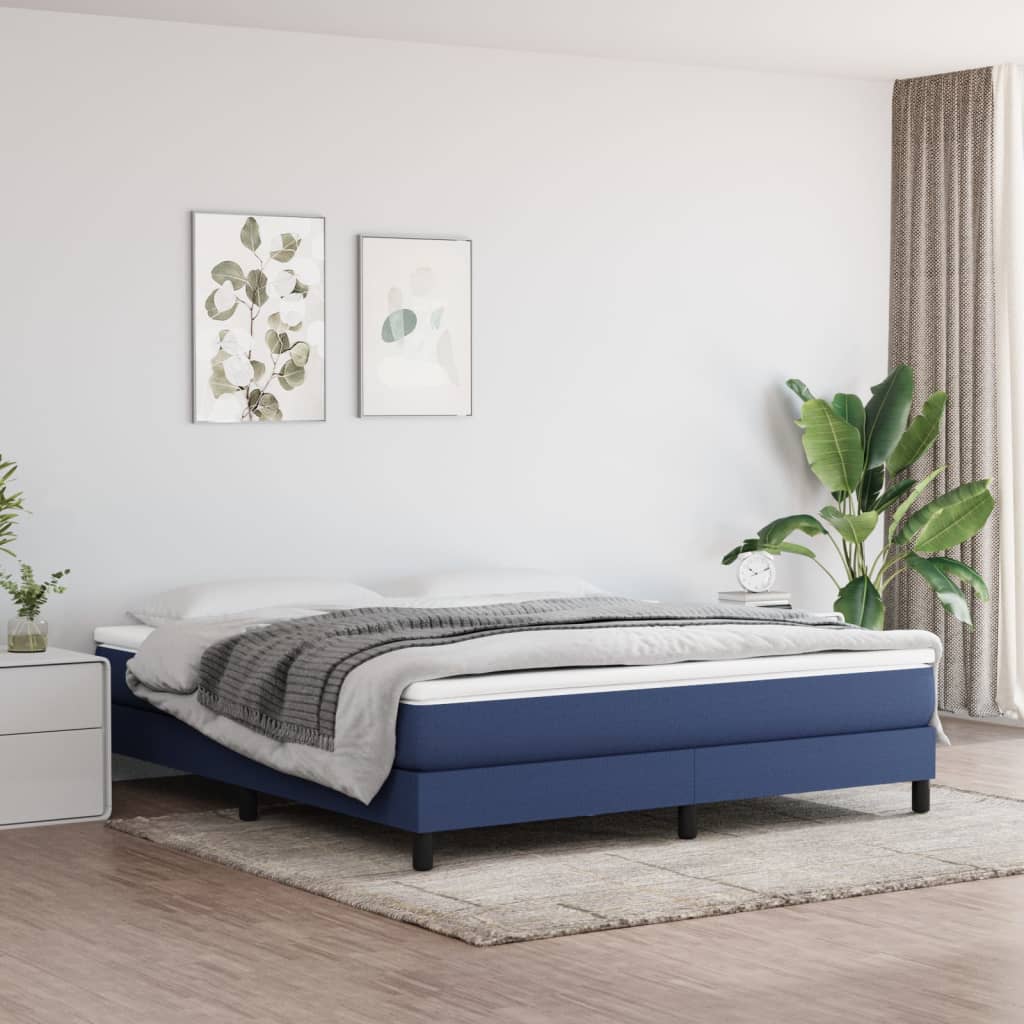 Boxspring-sängram blå 180x200 cm tyg