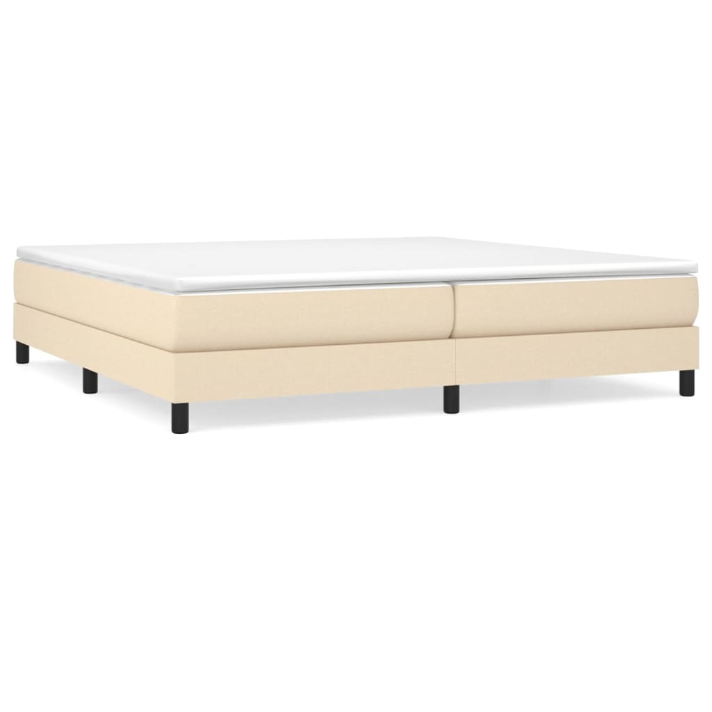 Boxspring-sängram gräddvit 200x200 cm tyg