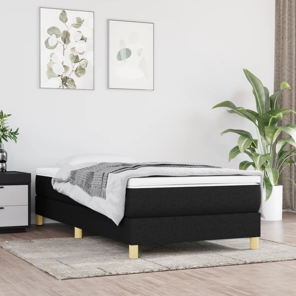 Boxspring-sängram svart 90x190 cm tyg