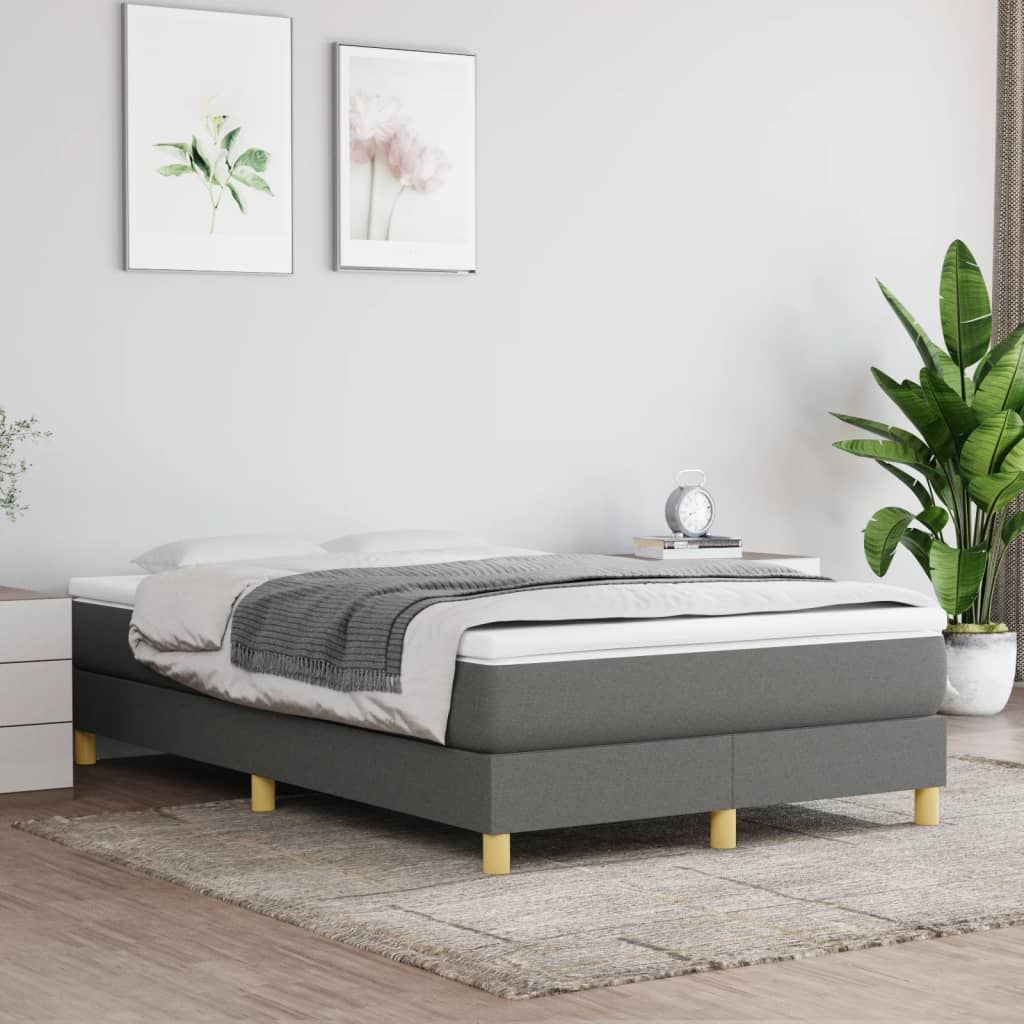 Boxspring-sängram mörkgrå 120x200 cm tyg