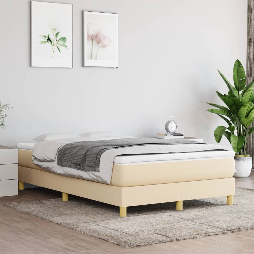 Boxspring-sängram gräddvit 120x200 cm tyg