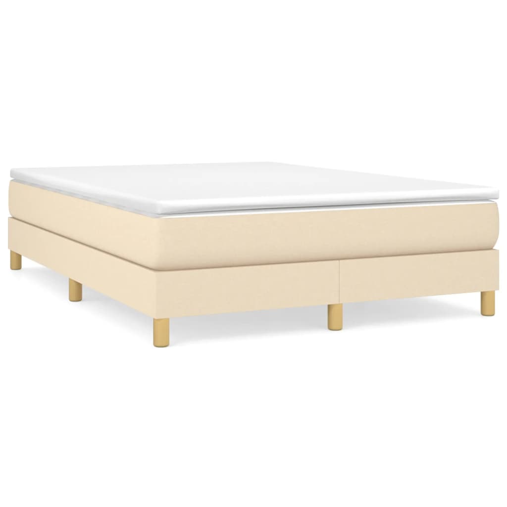 Boxspring-sängram gräddvit 140x190 cm tyg