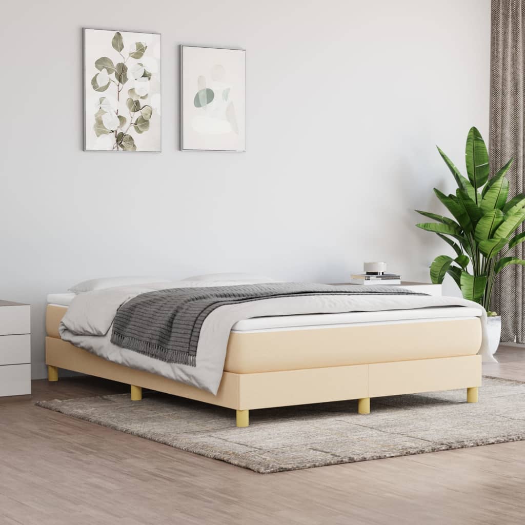Boxspring-sängram gräddvit 140x190 cm tyg