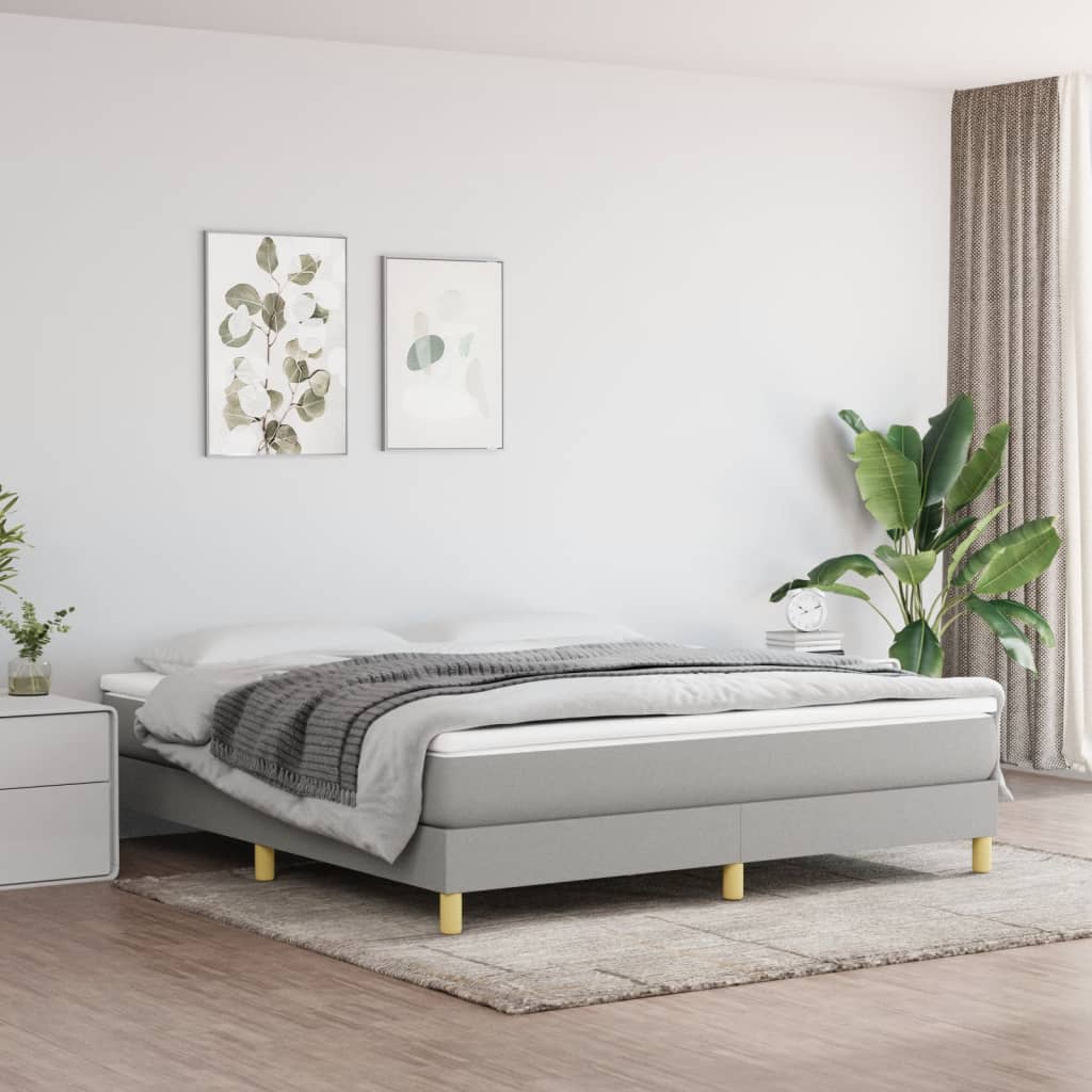 Boxspring-sängram ljusgrå 180x200 cm tyg