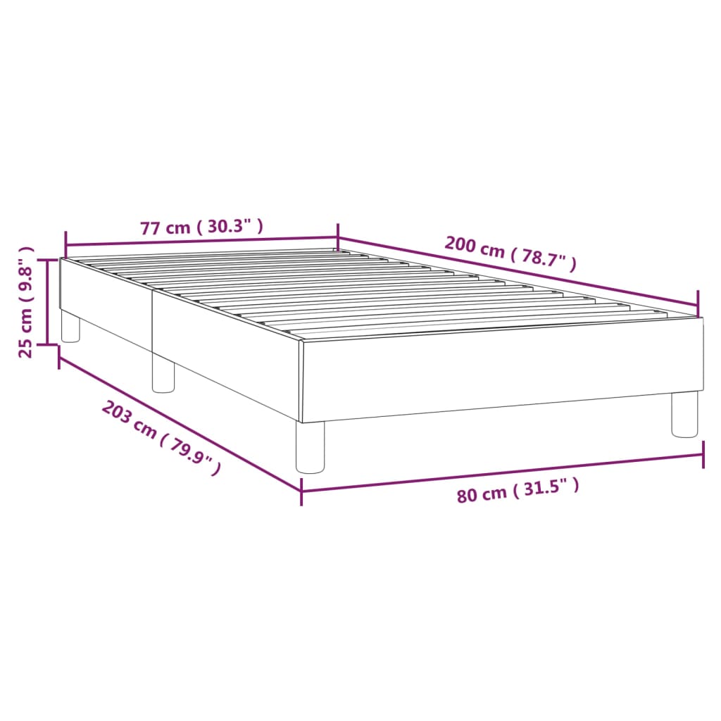 Boxspring-sängram gräddvit 80x200 cm konstläder