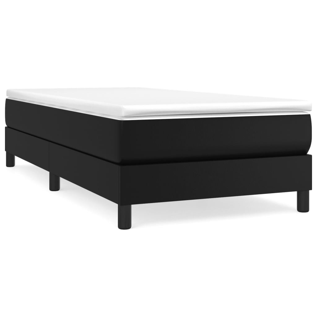 Boxspring-sängram svart 90x190 cm konstläder