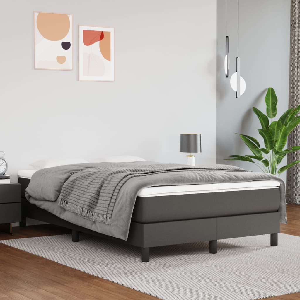 Boxspring-sängram grå 120x200 cm konstläder