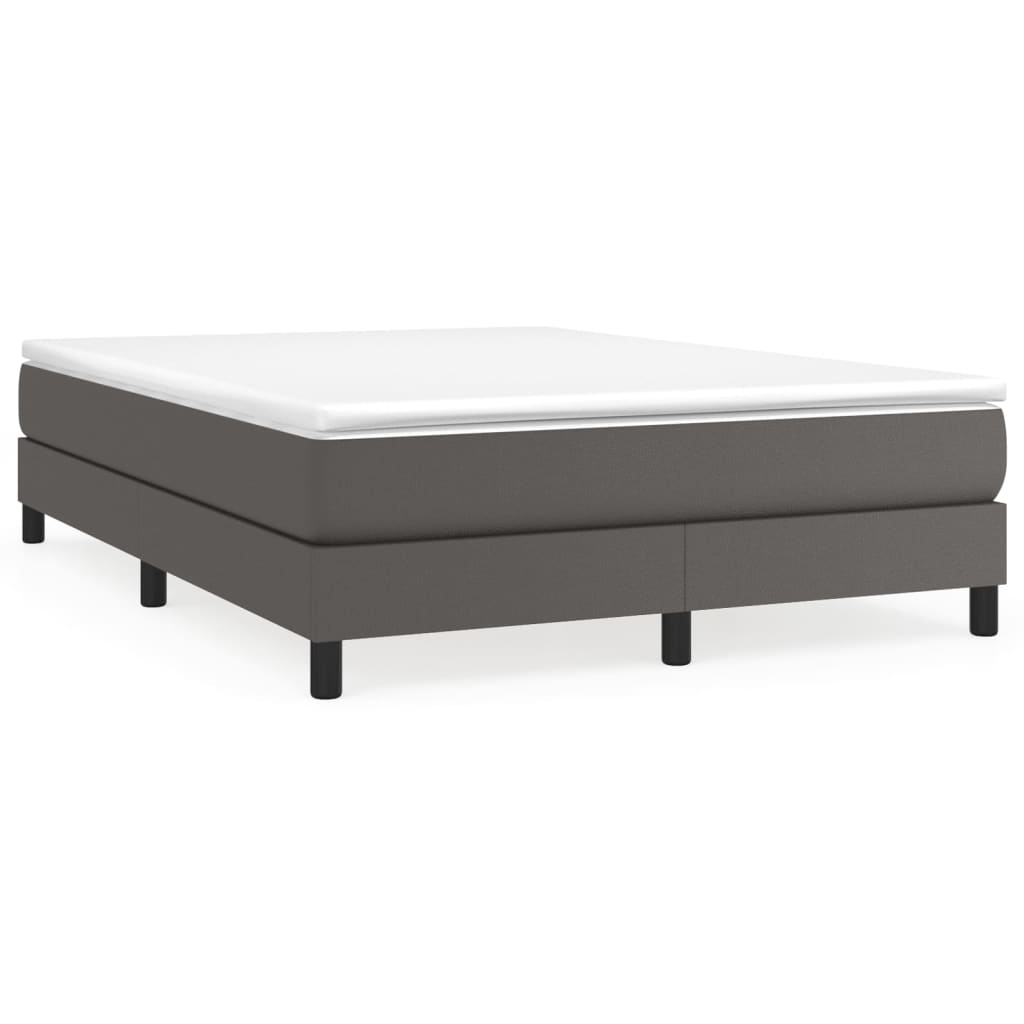 Boxspring-sängram grå 140x190 cm konstläder