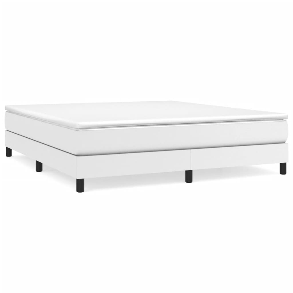 Boxspring-sängram vit 160x200 cm konstläder