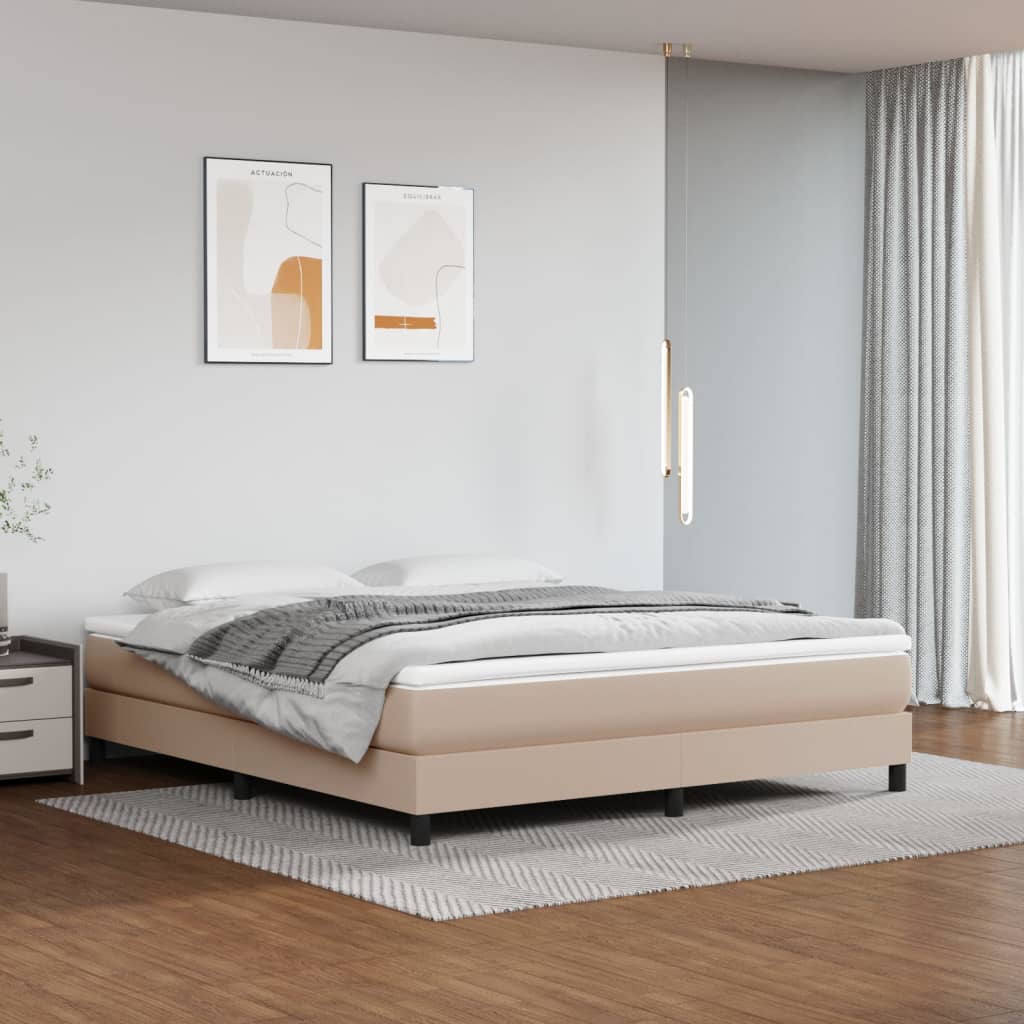 Boxspring-sängram cappuccino 160x200 cm konstläder