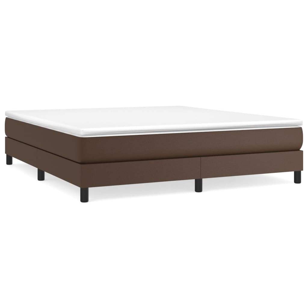 Boxspring-sängram brun 180x200 cm konstläder