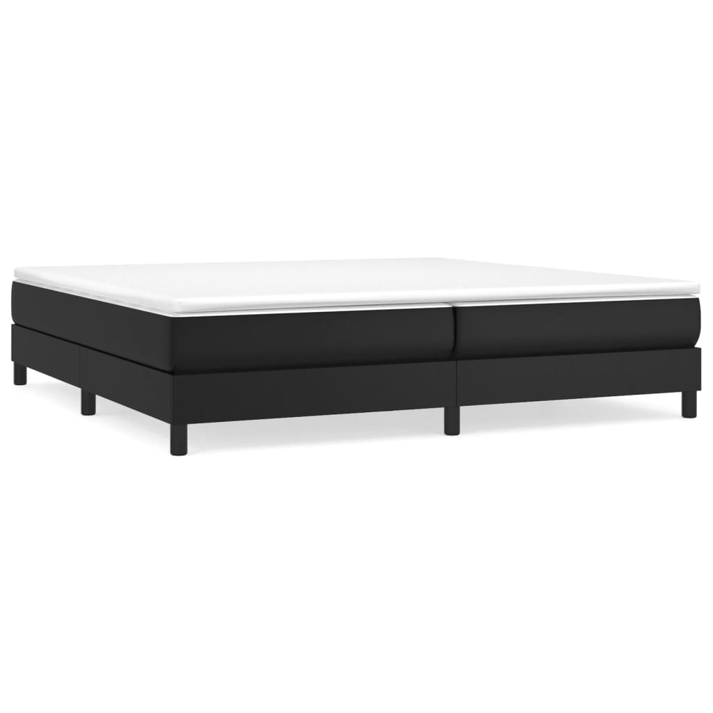 Boxspring-sängram svart 200x200 cm konstläder