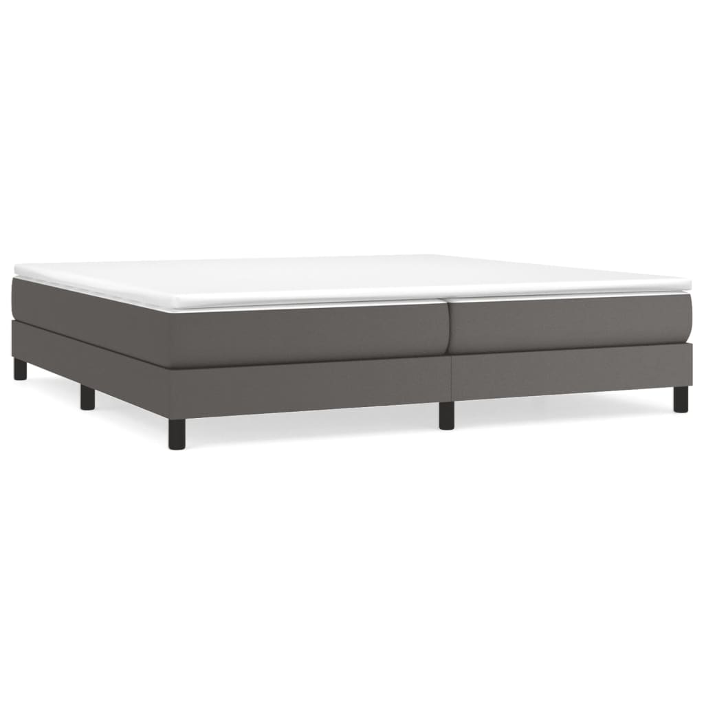 Boxspring-sängram grå 200x200 cm konstläder