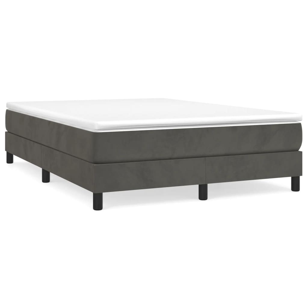 Boxspring-sängram mörkgrå 140x190 cm sammet