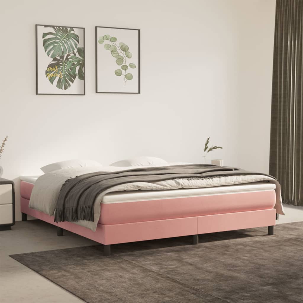 Boxspring-sängram rosa 160x200 cm sammet