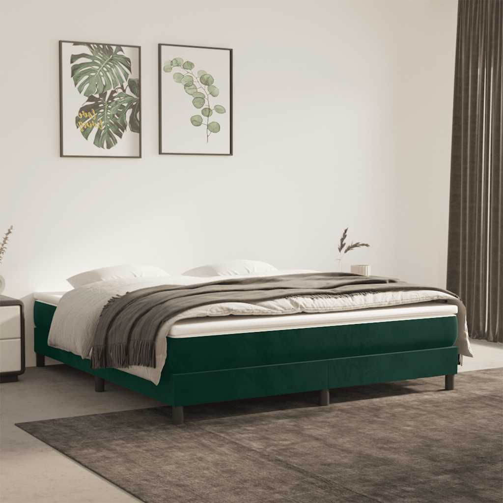 Boxspring-sängram mörkgrön 180x200 cm sammet