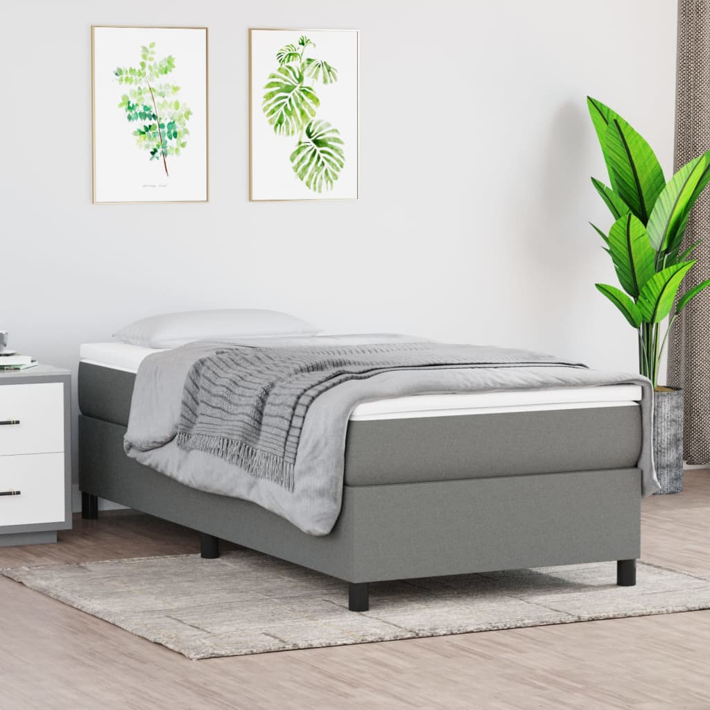 Boxspring-sängram mörkgrå 90x190 cm tyg