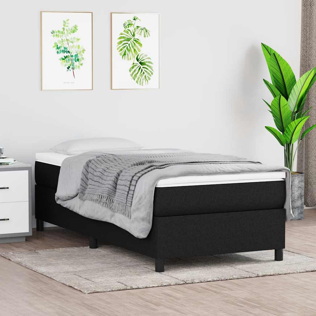 Boxspring-sängram svart 90x190cm tyg