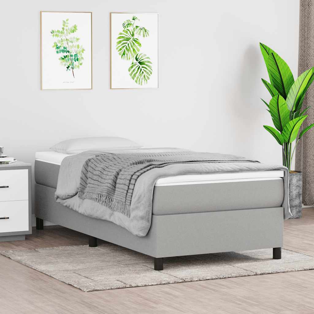 Boxspring-sängram ljusgrå 100x200 cm tyg