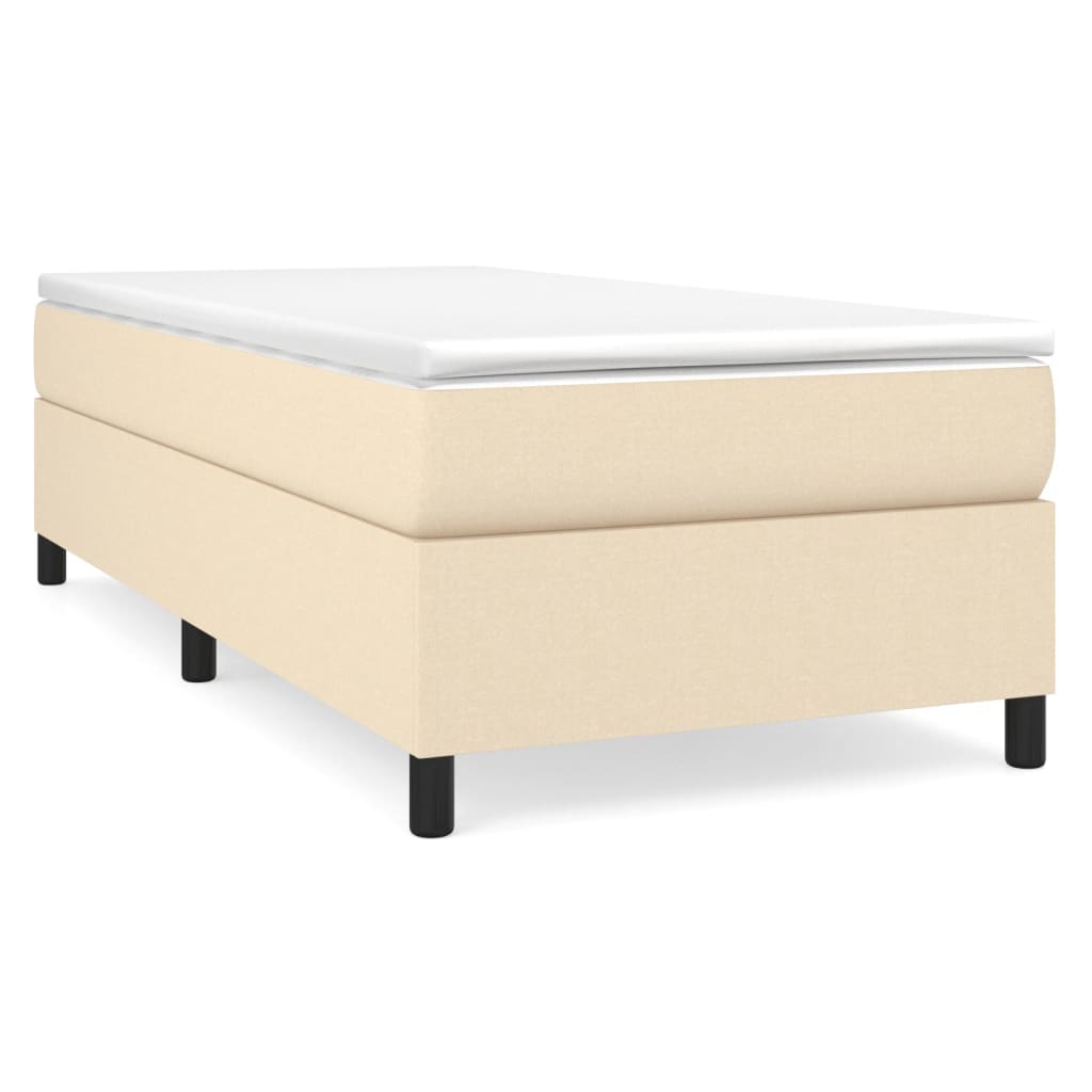 Boxspring-sängram gräddvit 100x200 cm tyg