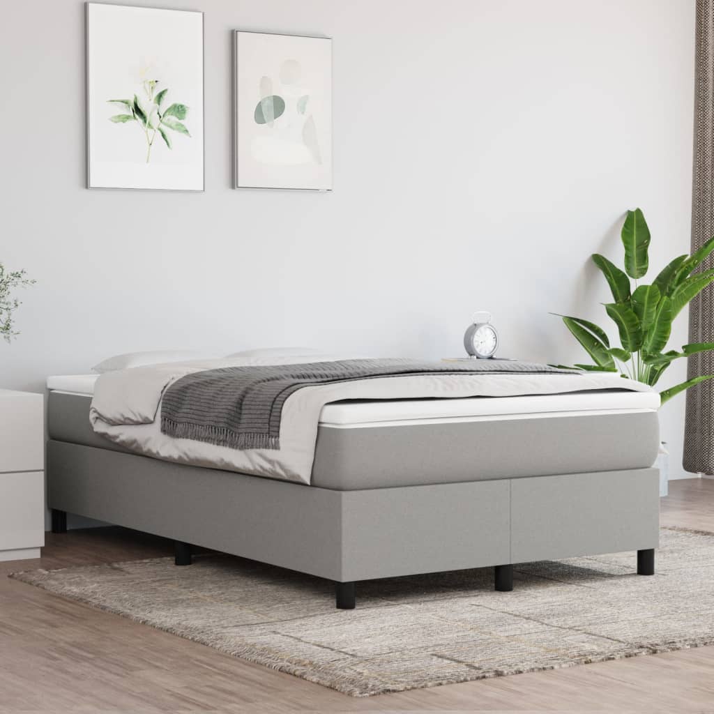 Boxspring-sängram ljusgrå 120x200 cm tyg