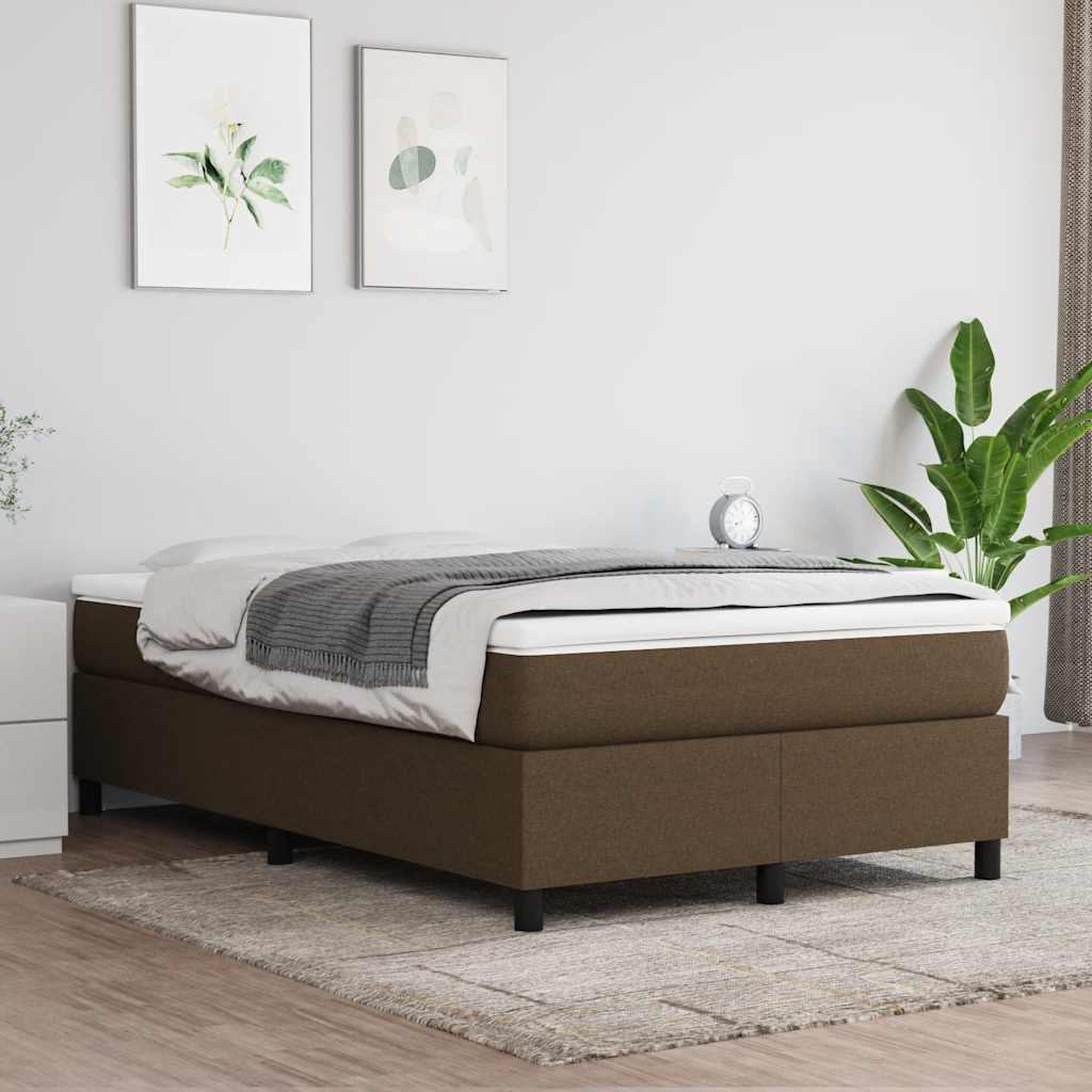 Boxspring-sängram mörkbrun 120x200 cm tyg