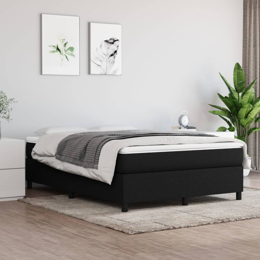 Boxspring-sängram svart 140x190 cm tyg