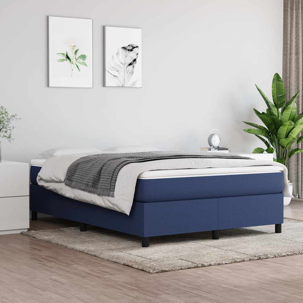 Boxspring-sängram blå 140x190 cm tyg