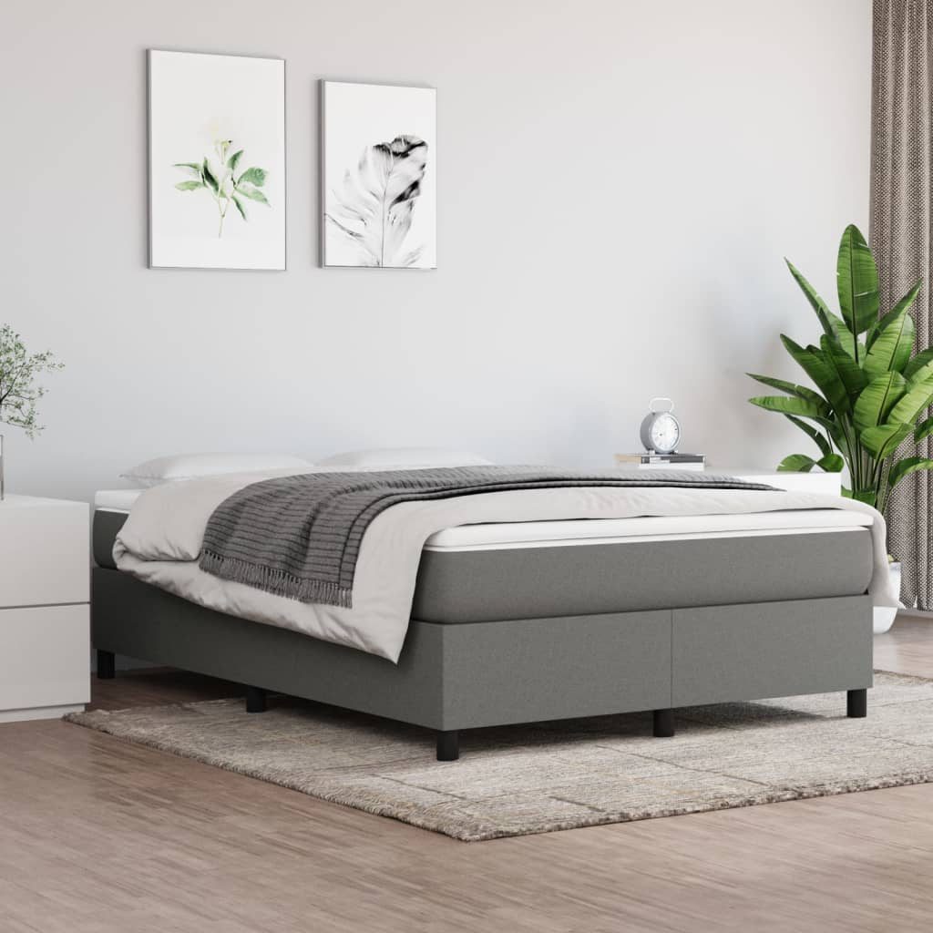 Boxspring-sängram mörkgrå 140x200 cm tyg