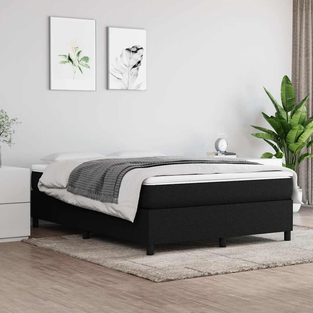 Boxspring-sängram svart 140x200 cm tyg